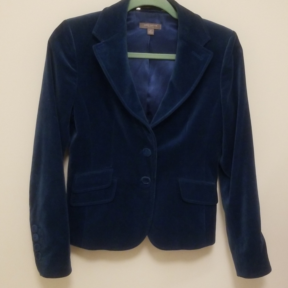 Ann Taylor velvet blue jacket
